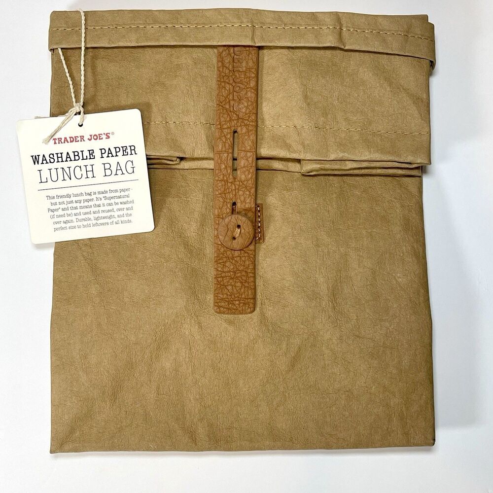 Trader Joe's Reusable Lunch Bag Washable Paper Bag, Tan Brown New, With Tag